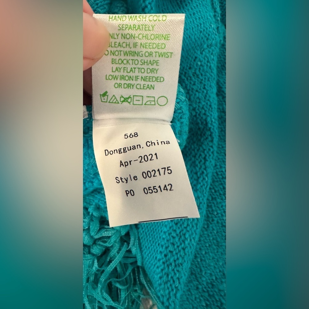 Lilly Pulitzer Maldives Green Tatum Long Cardigan Fringe Hem Cotton Coastal Sml - Picture 10 of 12